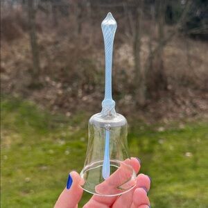 Vintage Bimini Art Glass Bell Vienna Werkstatte Austria Clear Blue Opalescent